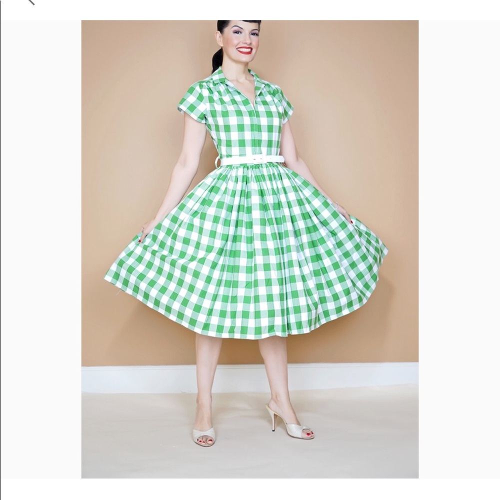 Bernie Dexter Kelly Dress Green Gingham Medium